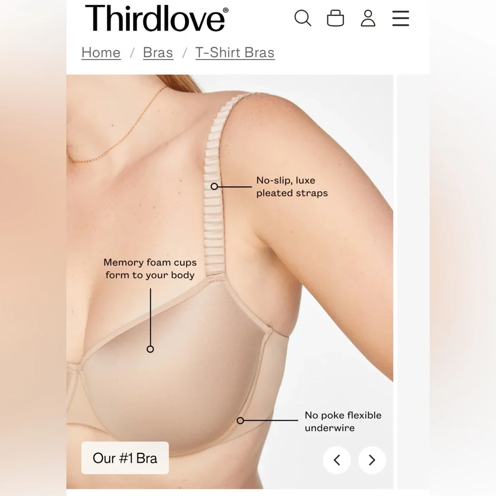 ThirdLove‎ Classic 24/7 T-Shirt Bra in Winter Violet- 38C